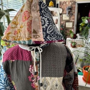 Ashley Taylor patchwork hoodie boho colorful one size